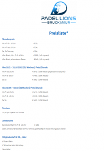 Die neue Preisliste für 2022 ist da!!